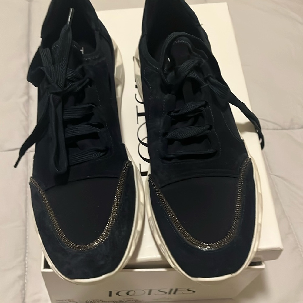 Navy suede sneakers